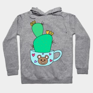 Cute Cactus Design #137: Green Cactus With Yellow Flowers In Cute Bear Mug Hoodie